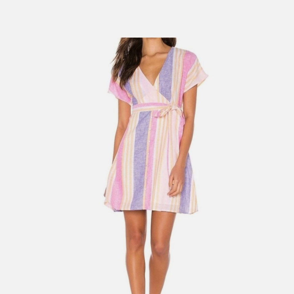 Line & Dot Kairi Linen Flamingo Striped Mini Dress | Size: M | NWOT